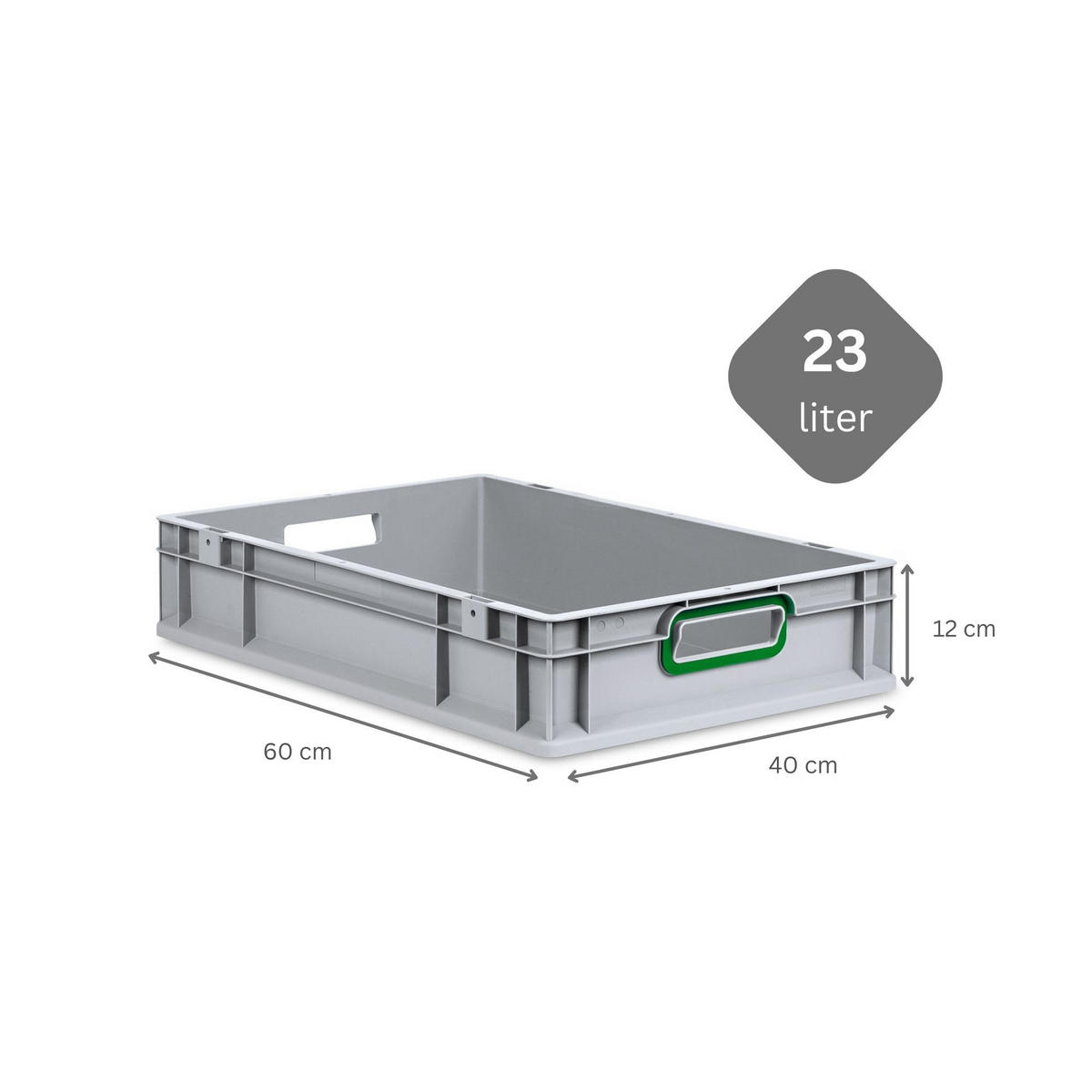 EUROBOX 5x Nextgen Color 12x40x60cm 23 Liter Griffe Grün Offen - Grün, Kunststoff (40/12/60cm) - PROREGAL