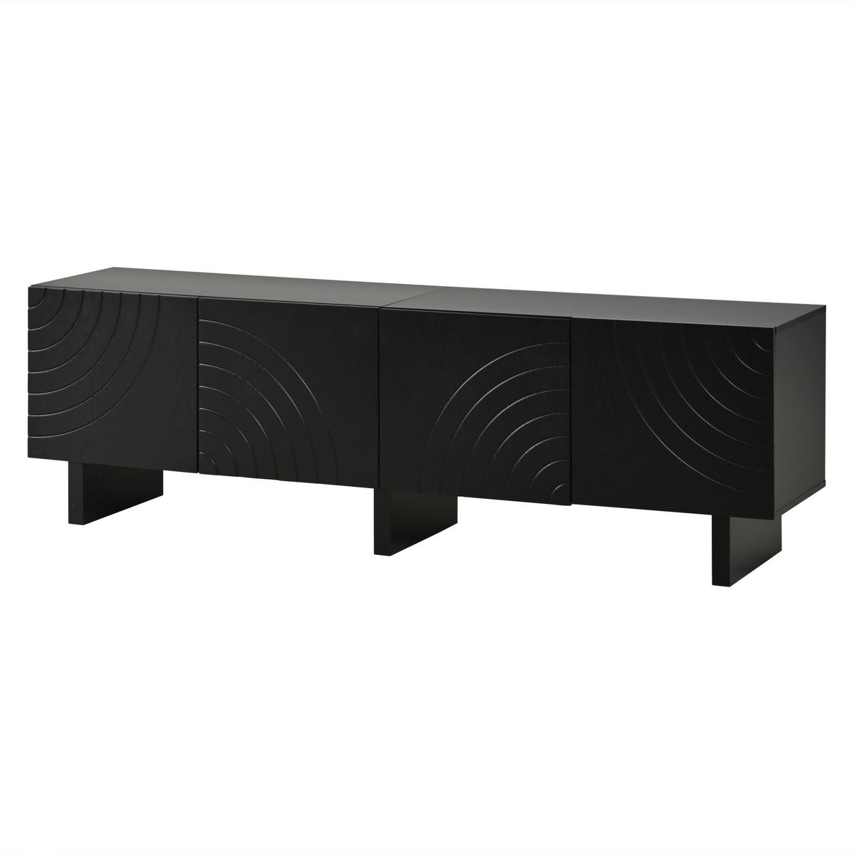 TV-ELEMENT 180/40/55 cm Schwarz mit 4 Türen - Schwarz, Holz (180/55/40cm) - Oxeza