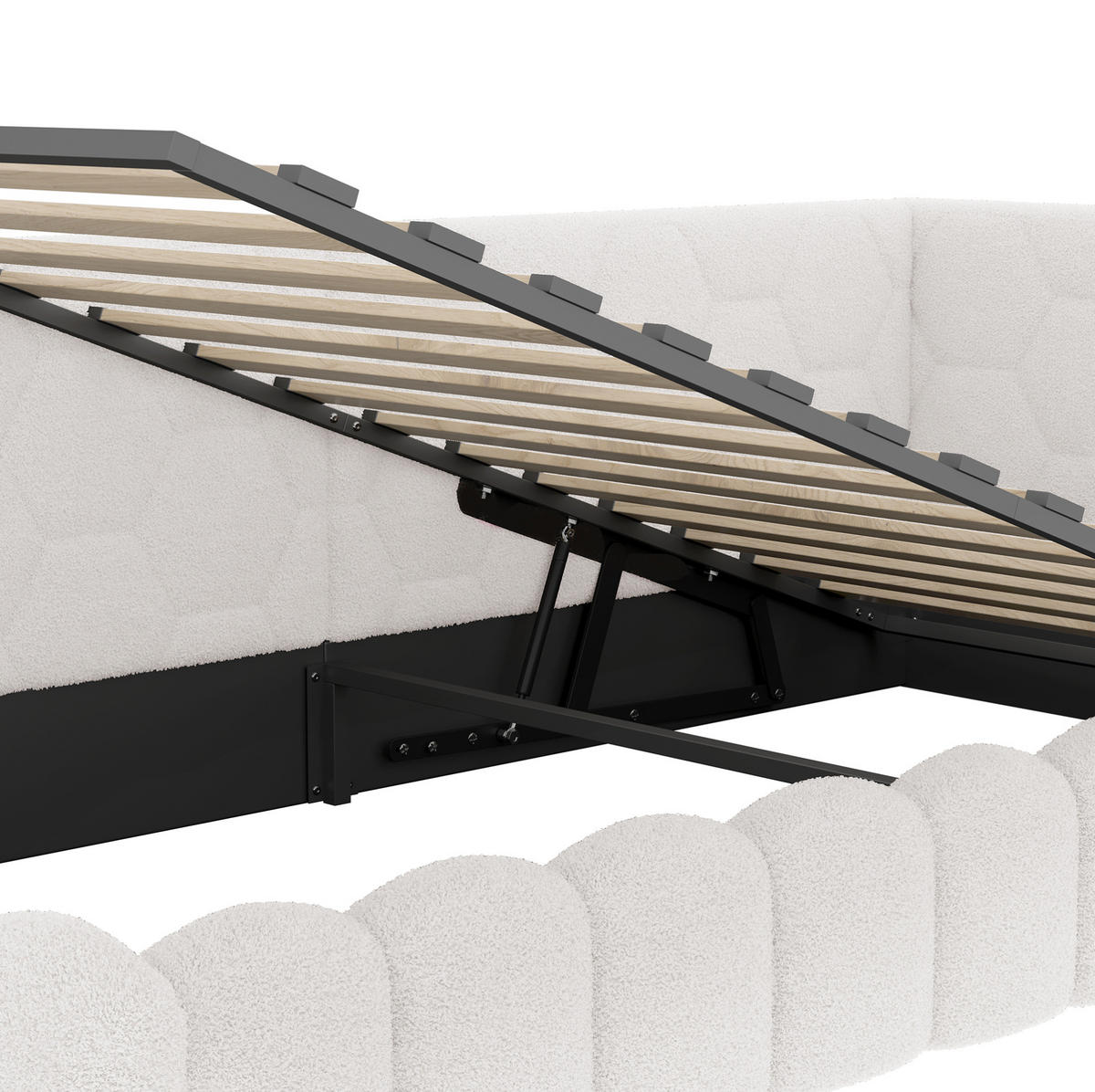 POLSTERBETT aus Vliesimitat 90x200 cm in Weiß mit LED & USB-C-Anschluss - Weiß, Textil (90/200cm) - Modfu