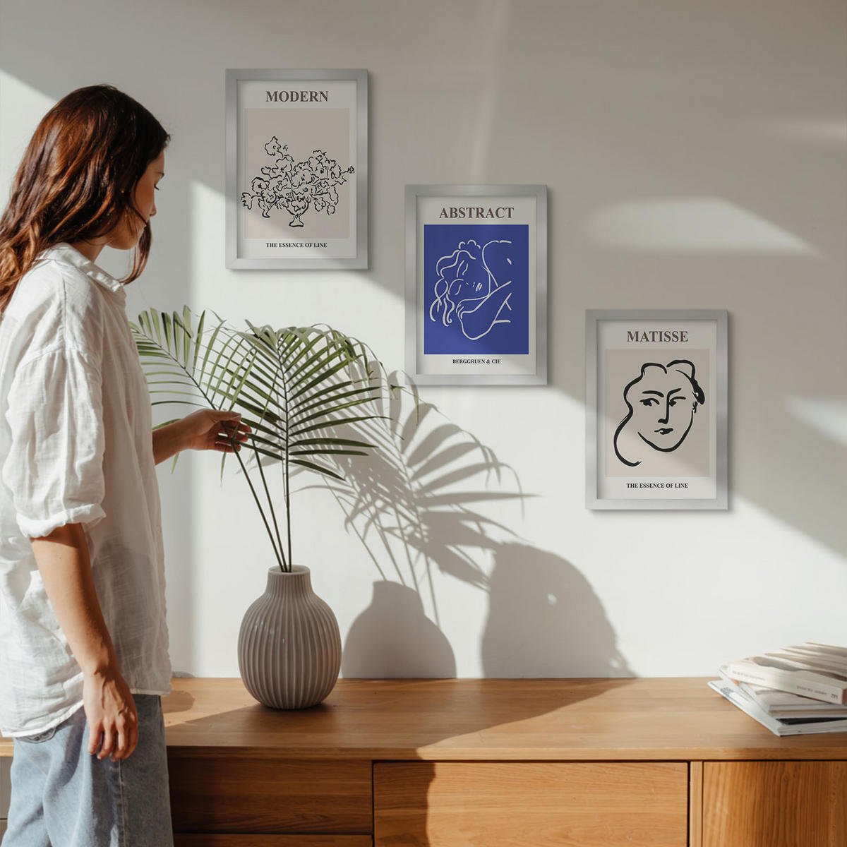BILDER SET 3er Set - 20x30 cm Silberner Rahmen - Matisses moderne Plakate - Silberfarben, Kunststoff (20/30cm) - TULUP