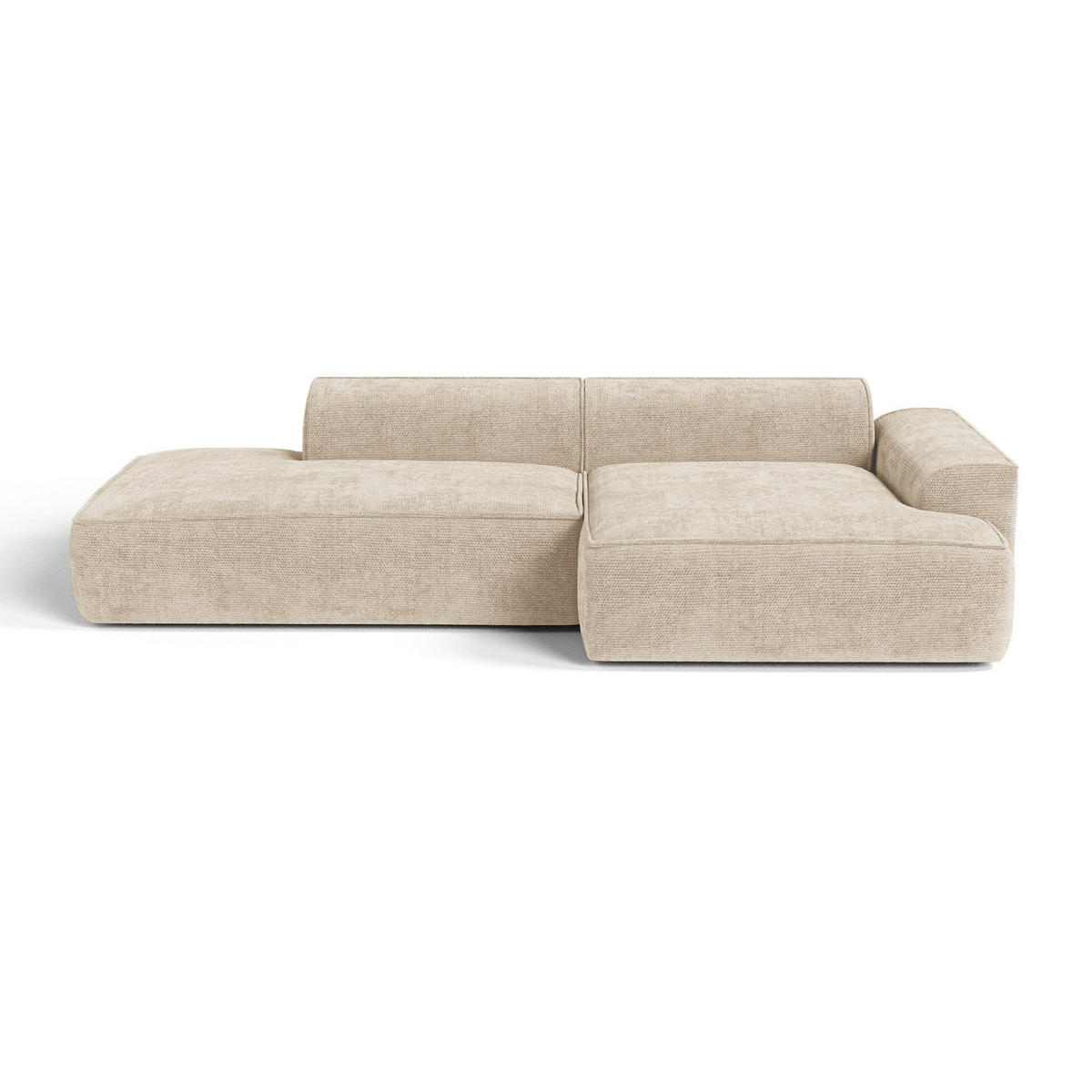 ECKSOFA rechtwinklig HANA Strickvelours Creme 260cm - Creme, Textil (260/155cm) - Premium Interiors