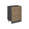 KÜCHENUNTERSCHRANK R-Line Artisan-Eiche 60 cm mit Schubladen, ohne AP - Anthrazit/Eiche Artisan, Holzwerkstoff (60/81.6/46cm) - Vicco