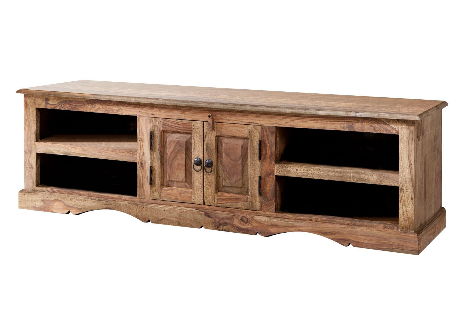 TV-BOARD Sheesham 150x45x45 grau geölt LEEDS #48 - Grau, Holz (150/45/45cm) - Massivmoebel24