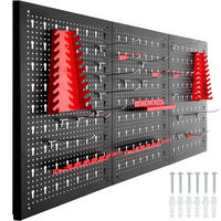 WERKZEUGLOCHWAND ,120 x 3 x 60 cm,schwarz/rot - Rot/Schwarz, Metall (120/60/2cm) - tectake