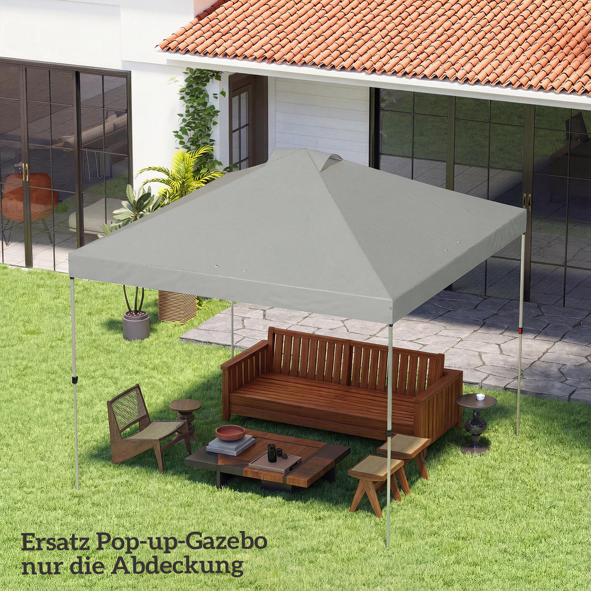 ERSATZDACH 210D-Oxford-Stoff Hellgrau - Hellgrau, Textil (300/25/300cm) - Outsunny