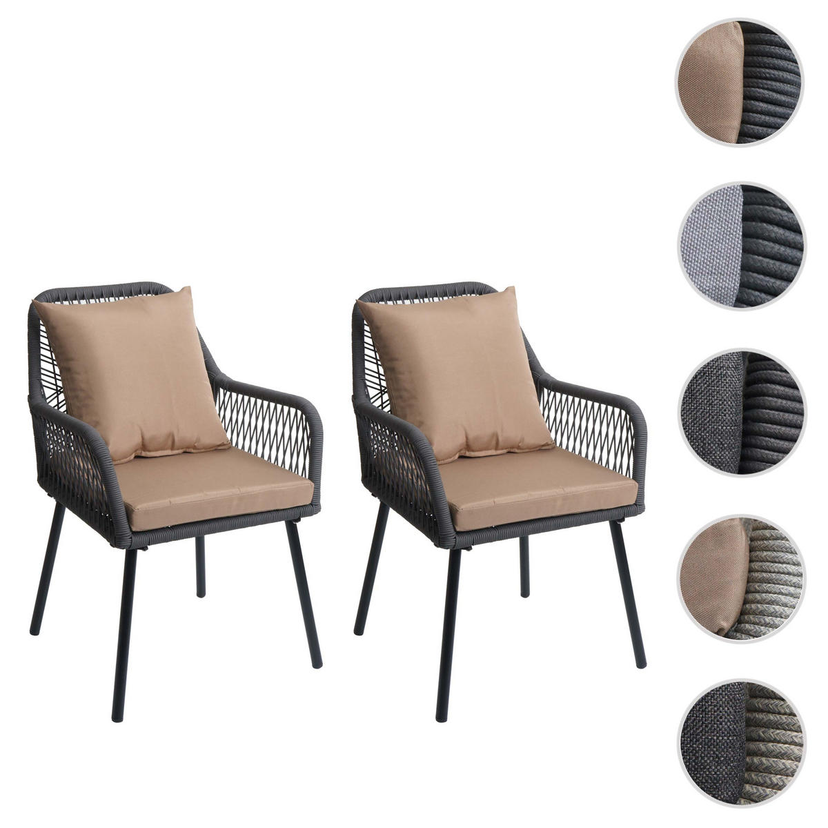 GARTENSTUHL Anthrazit, Taupe - Taupe/Anthrazit, Textil (54/81/62cm) - MCW