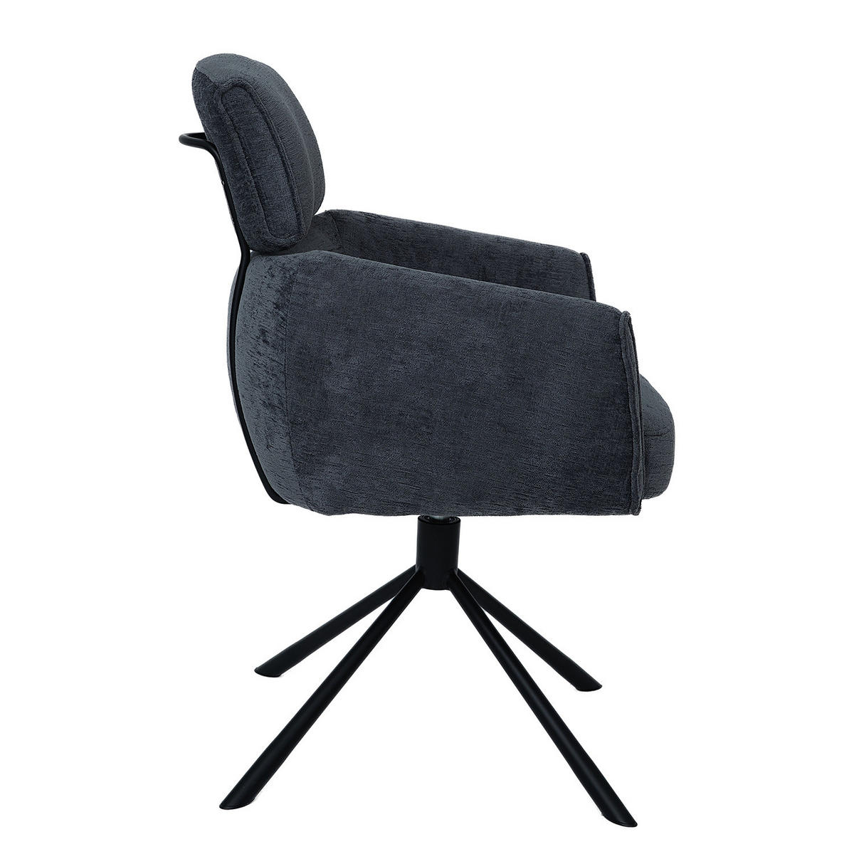 ARMLEHNENSTUHL - Drehbar - Chenille / Eisen - Anthrazit, Textil/Metall (60/92/64cm) - home24