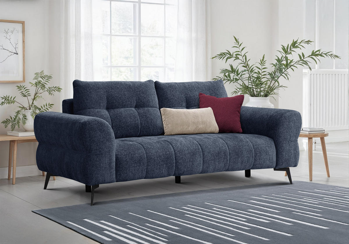SOFA SALVINI 3-Sitzer, dunkelblau - Dunkelblau, Holz/Textil (237/88/99cm) - Courtois Laville