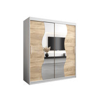 SCHWEBETÜRENSCHRANK 200/180/62 2-türig - Silberfarben/Weiß, Holz/Kunststoff (180/200/62cm) - Abiks Möbel