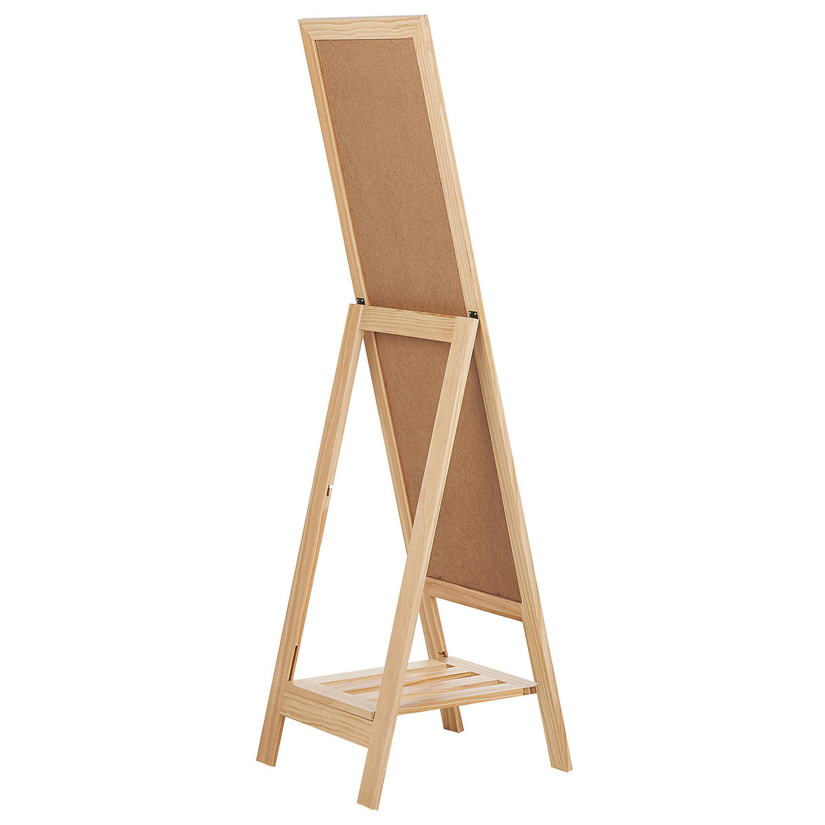 STEHSPIEGEL mit Ablage Holz hellbraun rechteckig 40/145 cm Luisant - Hellbraun, Holz (40/145/52cm) - Beliani