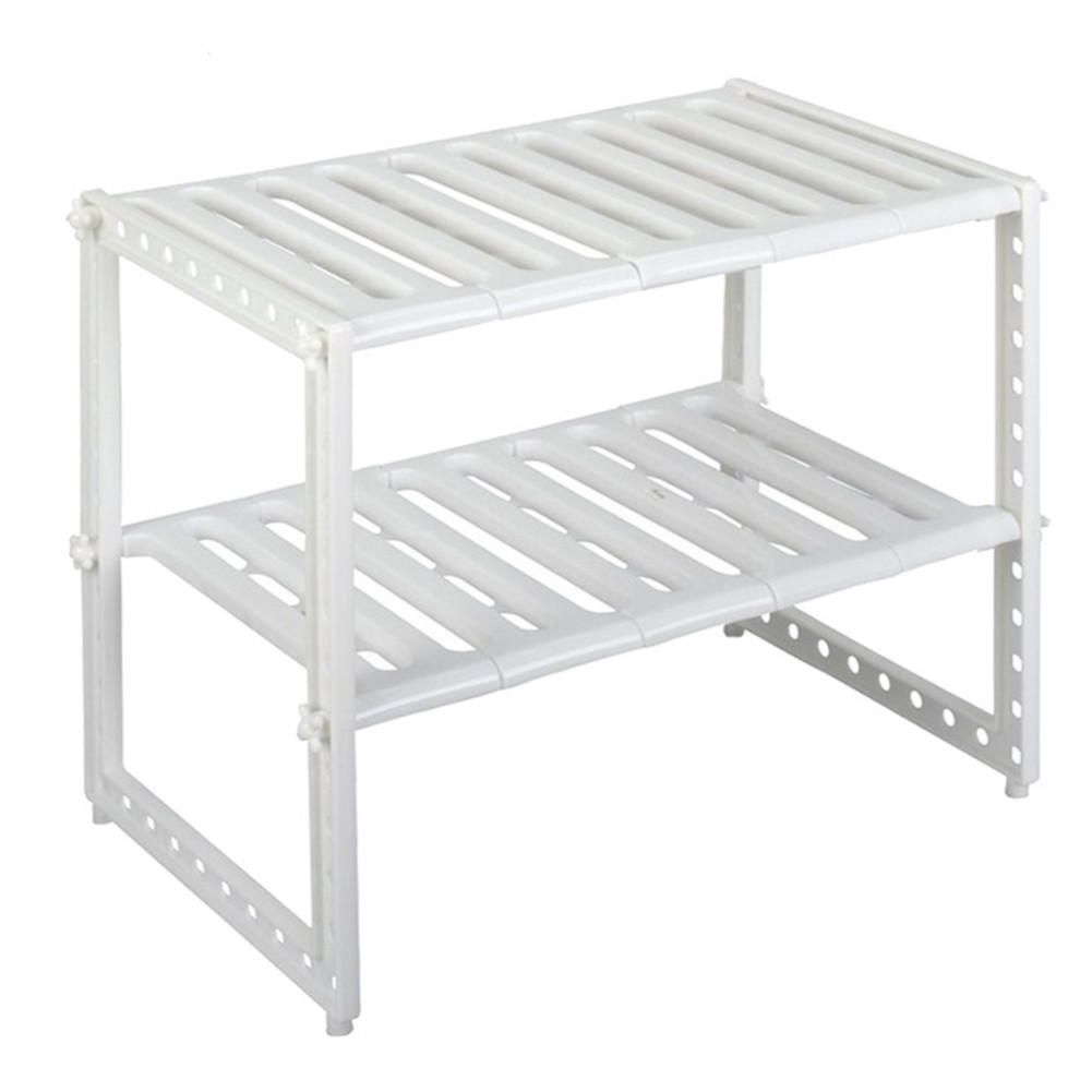 KÜCHENREGAL 2-Stufig Verstellbar Metall - Silberfarben/Weiß, Kunststoff/Metall (70/39/26.5cm) - Livingandhome