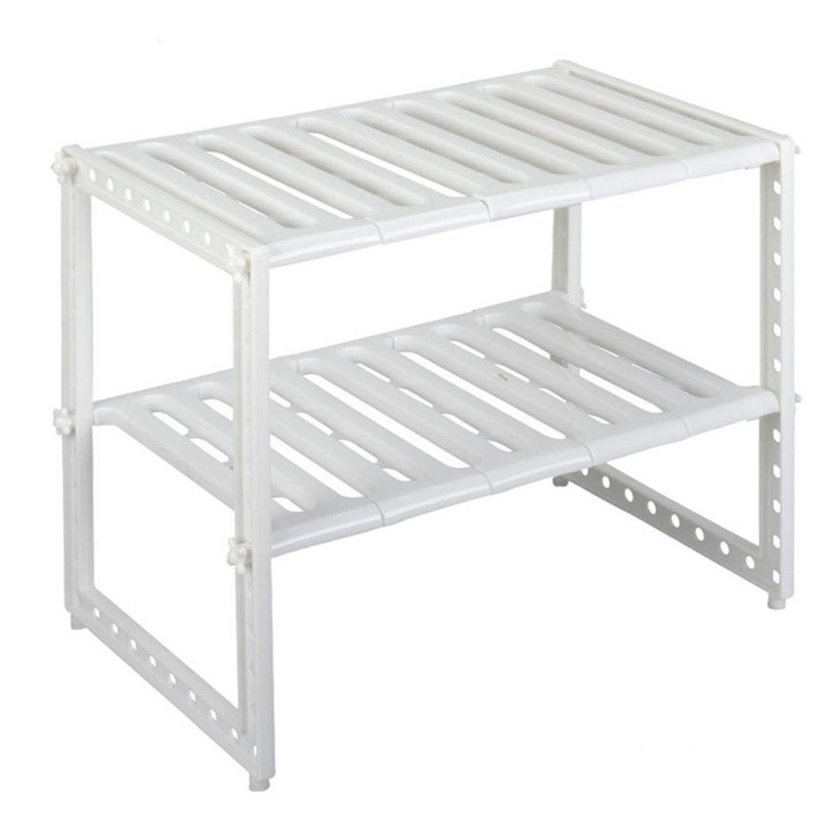 KÜCHENREGAL 2-Stufig Verstellbar Metall - Silberfarben/Weiß, Kunststoff/Metall (70/39/26.5cm) - Livingandhome