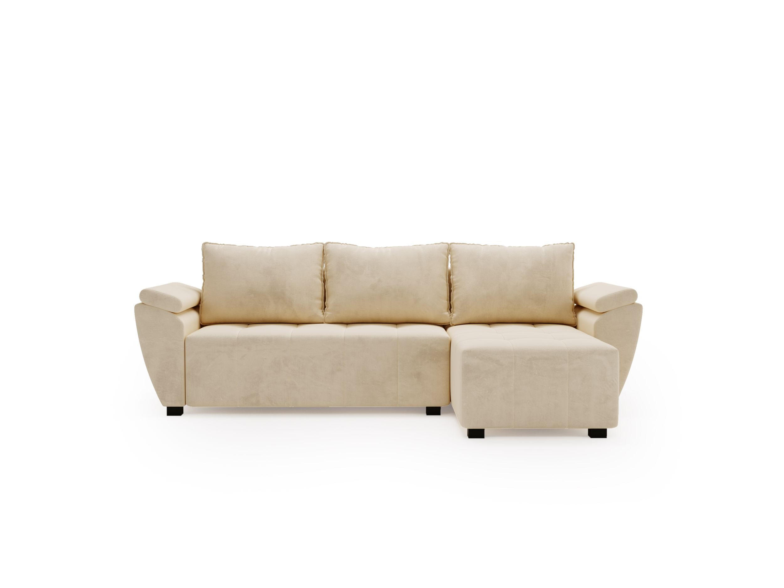ECKSOFA ZEUS L Monolith 02 Rechts mit Schlaffunktion - Beige, Textil (251/140cm) - Bedante