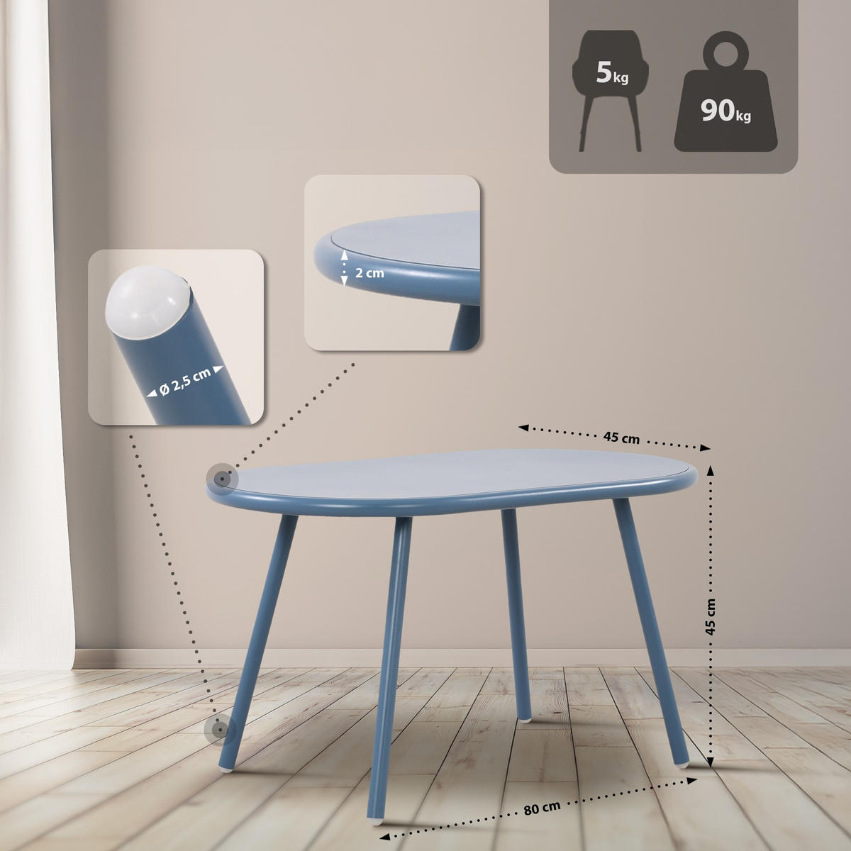 GARTENSITZGRUPPE Kunststoff Blau (3-teilig) - Blau, Kunststoff - CLP