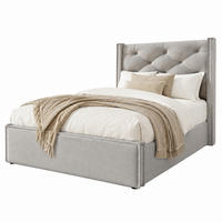 BETT mit Bettkasten 90x200 cm Baumwolle Hellgrau - Hellgrau, Metall (90/200cm) - Beauniv