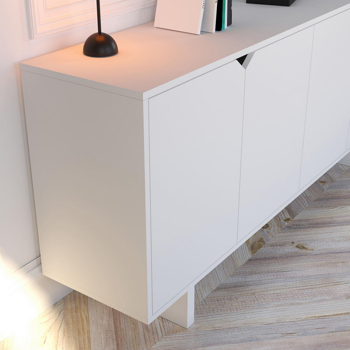BUFFETSCHRANK doruk weiss - Weiß, Holz (40/81/180cm) - Habitat Garten