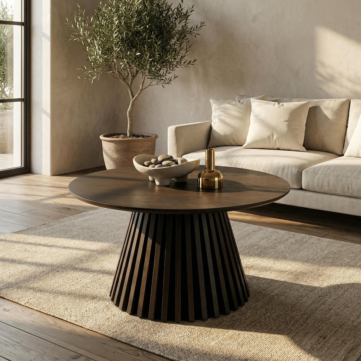 COUCHTISCH rund Räuchereiche 80/80/45 cm - Braun, Holzwerkstoff (80/80/45cm) - Furnhouse