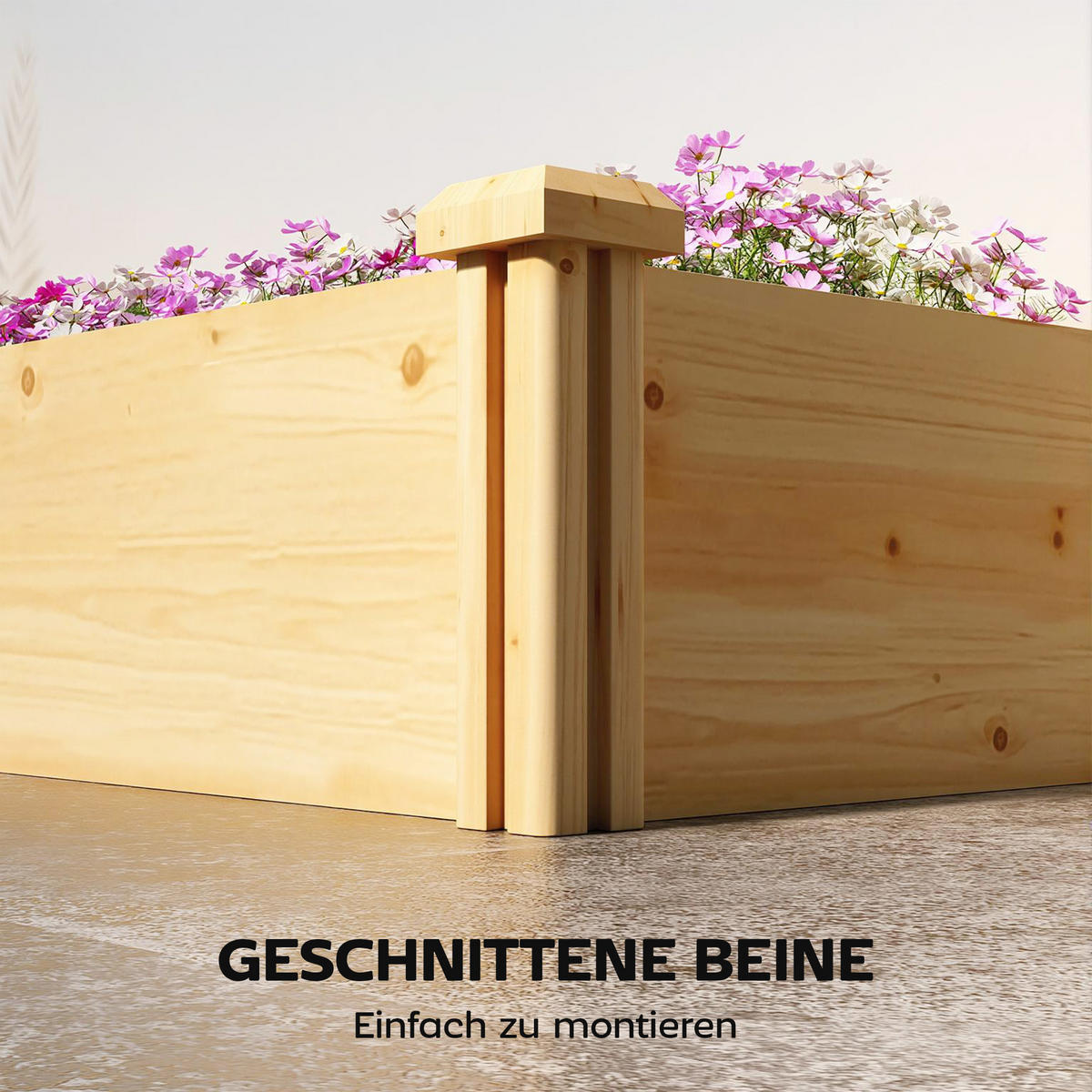HOCHBEET mit offenem Boden 235/66/26 cm - Naturfarben, Holz (66/26/235cm) - Outsunny