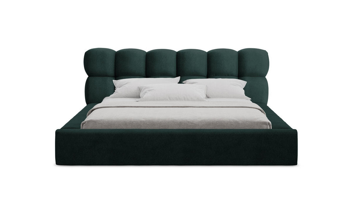 POLSTERBETT mit Bettkasten und Lattenrost 220x240 Grün - Salbeigrün/Schwarz, Kunststoff/Textil (180/200cm) - Makamii