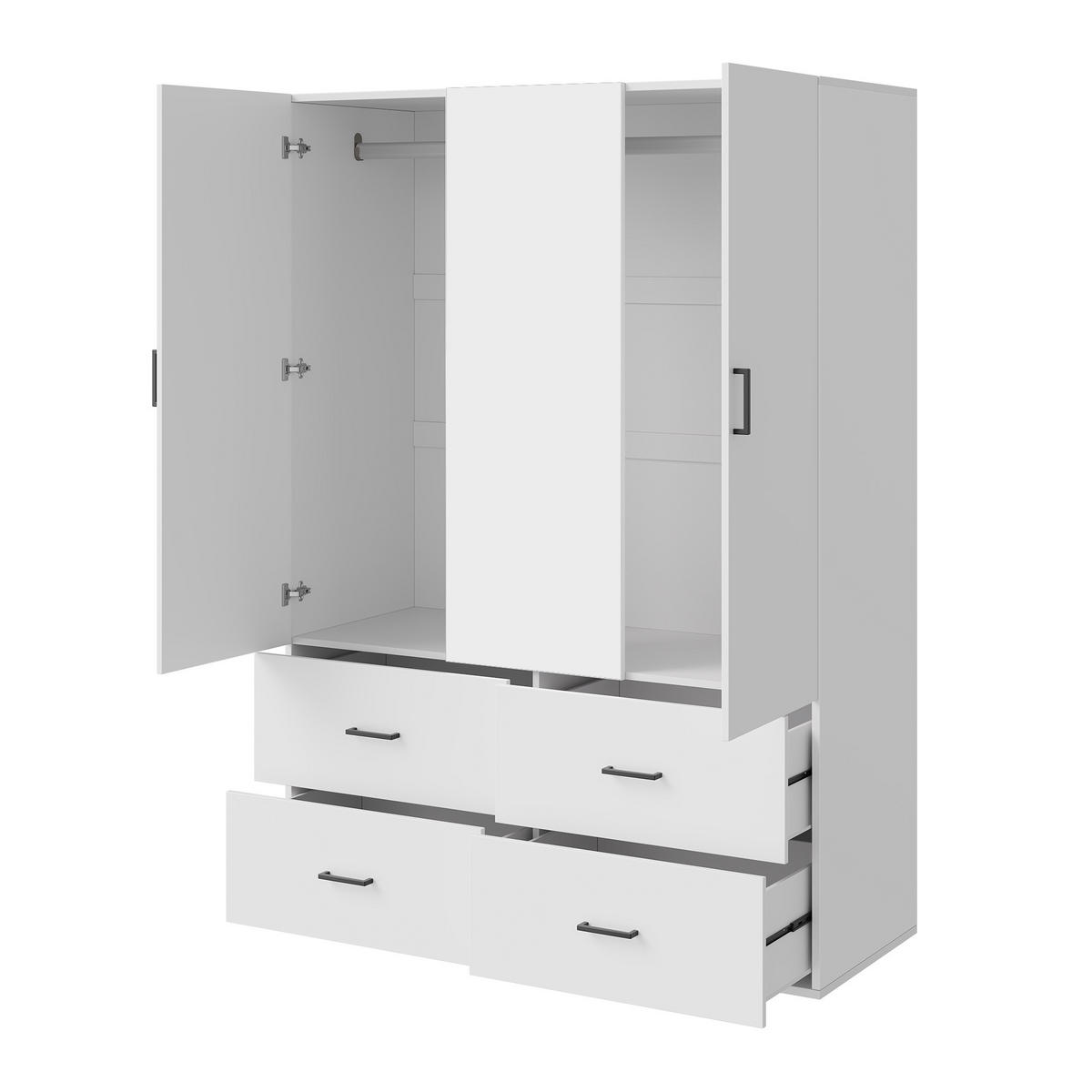 KLEIDERSCHRANK 130x52x182cm mit Kleiderstangen & Stauraum - Weiß, Holzwerkstoff (51.8/181.5/130cm) - SHOPENTRA