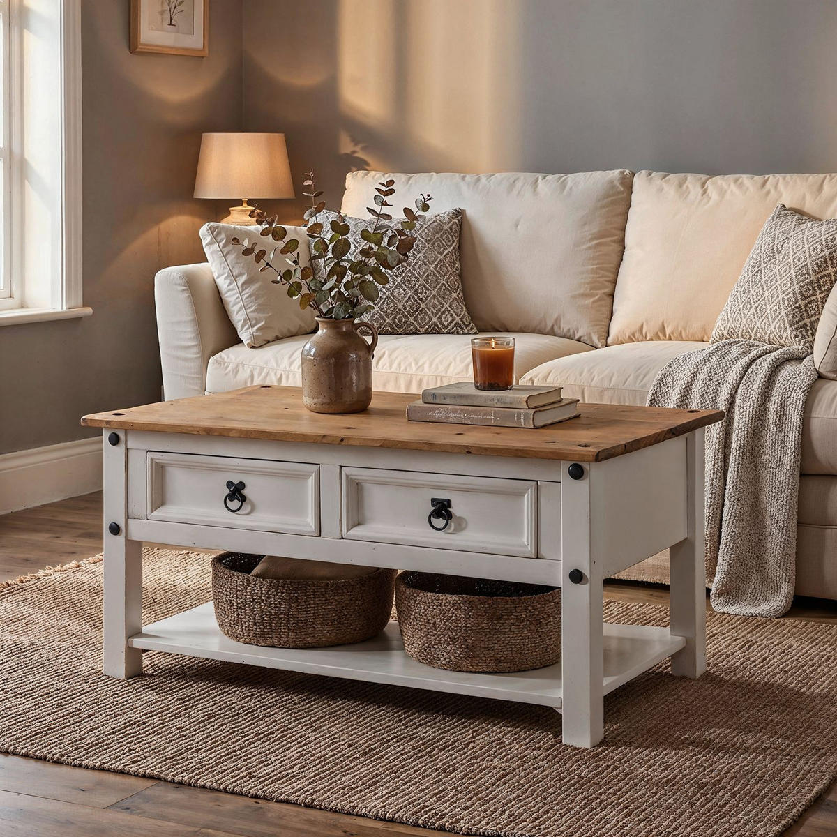 COUCHTISCH CAMPO weiß/braun - Weiß/Braun, Holz (60/100/45cm) - CARO-Möbel