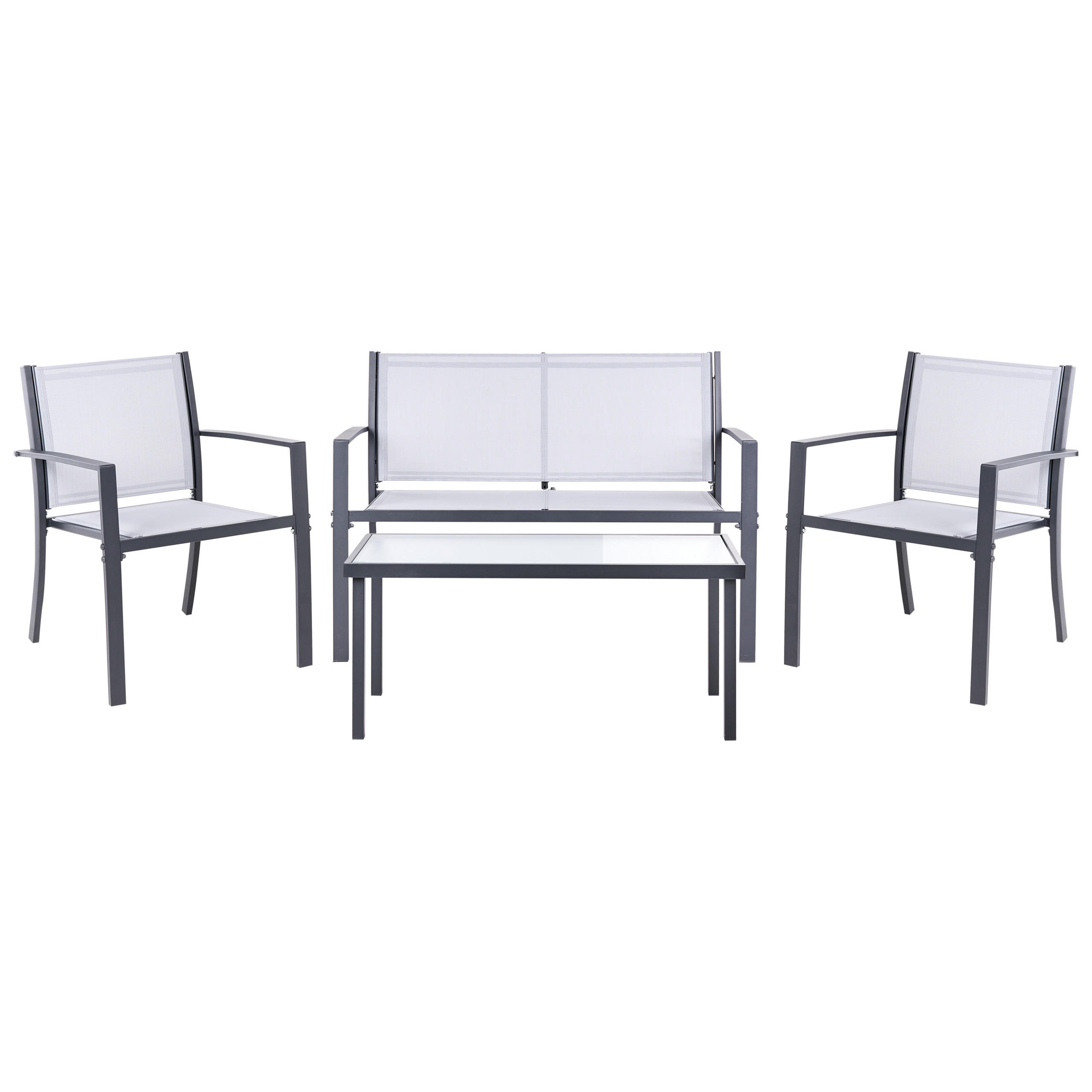 LOUNGE-SET mit Tisch 4-Sitzer TAVOLETO Grau Metall - Grau, Metall - Beliani