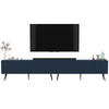 TV-LOWBOARD 2-er Set Elpis Marineblau mit Metallbeinen 150 cm Glamour - Blau/Schwarz, Holzwerkstoff (300/60.5/36.5cm) - Meble Lindner
