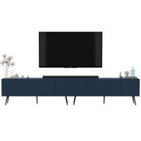 TV-LOWBOARD 2-er Set Elpis Marineblau mit Metallbeinen 150 cm Glamour - Blau/Schwarz, Holzwerkstoff (300/60.5/36.5cm) - Meble Lindner