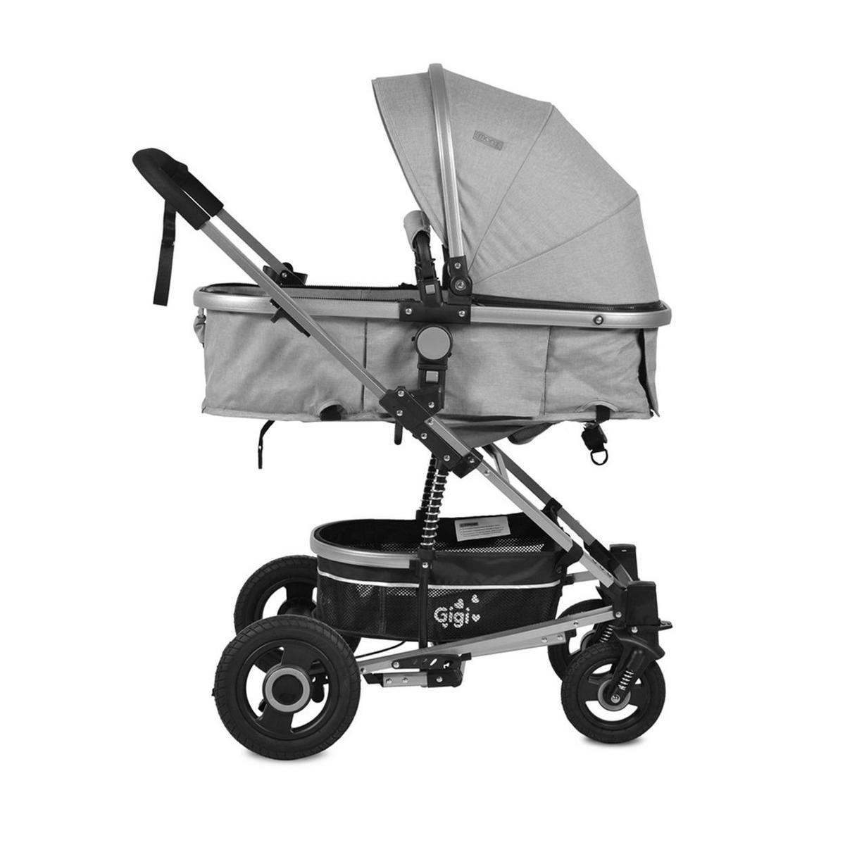 KINDERWAGEN Gigi dunkelgrau Sportsitz Wickeltasche Getränkehalter - Dunkelgrau/Grau, Metall (94/63/103cm) - Moni