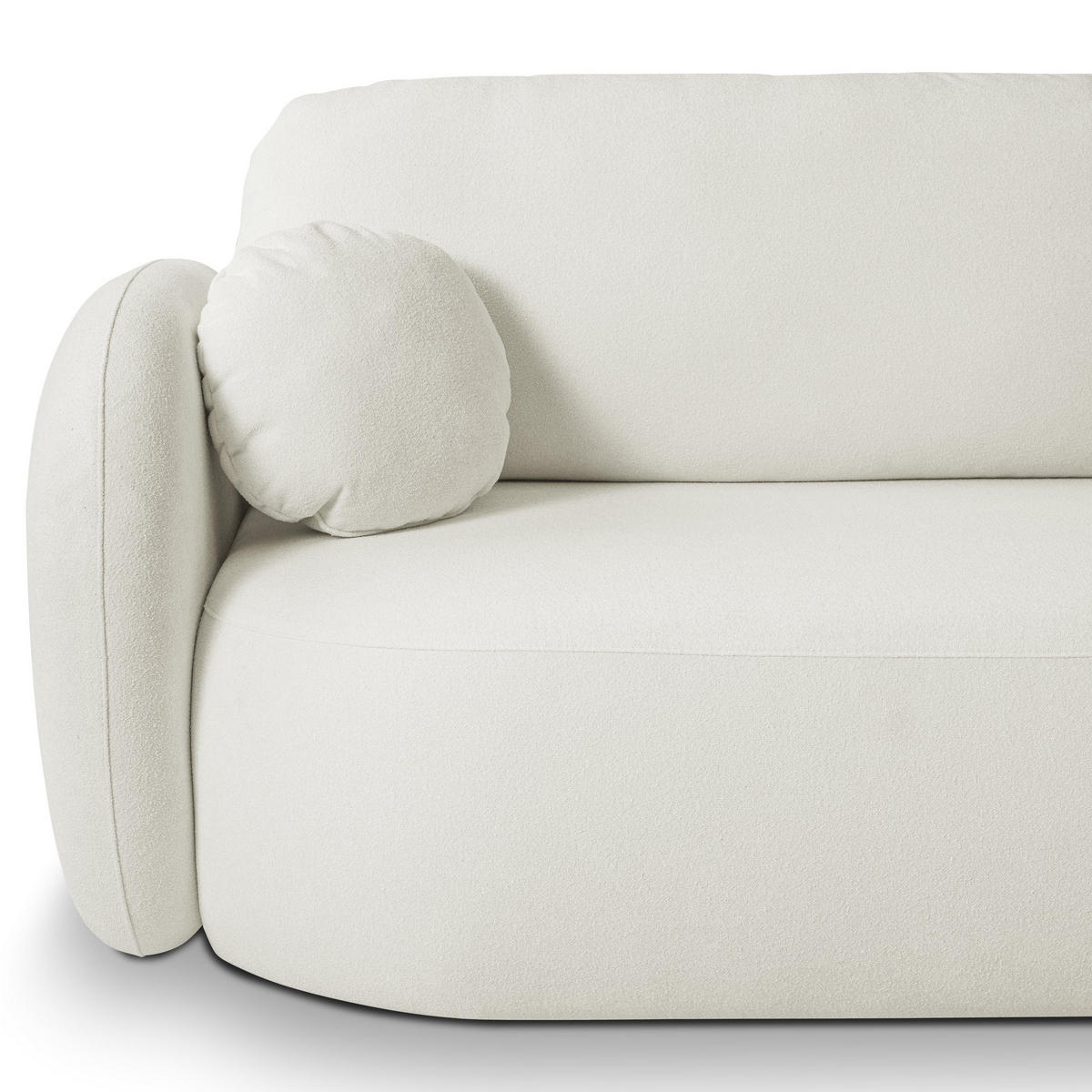 ECKSOFA AMICO R-S Creme Geflochtener Stoff mit Schlaffunktion - Creme, Holz (248/174cm) - MASSENO