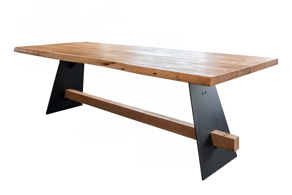 ESSTISCH MIT BAUMKANTE ARBORIO Braun Akazie - Schwarz/Braun, Holz/Metall (280/100/78cm) - KAWOLA