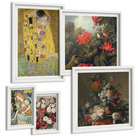 BILDER SET 5er Set - 50x50 cm & 20x30 cm & 40x60 cm Weißer Rahmen - Blumen des Baumes (Gemälde von Klimt) - Weiß, Kunststoff (40/60cm) - TULUP