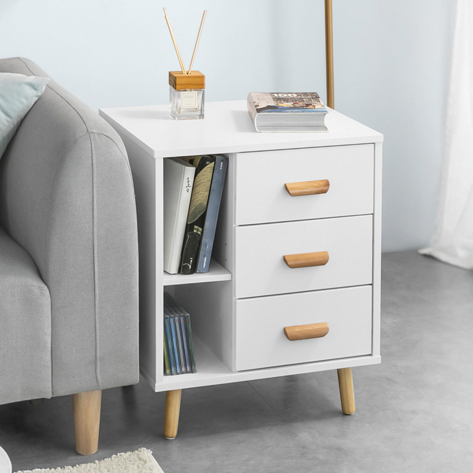 NACHTTISCH Weiß - Weiß, Holzwerkstoff (48/60/40cm) - SoBuy