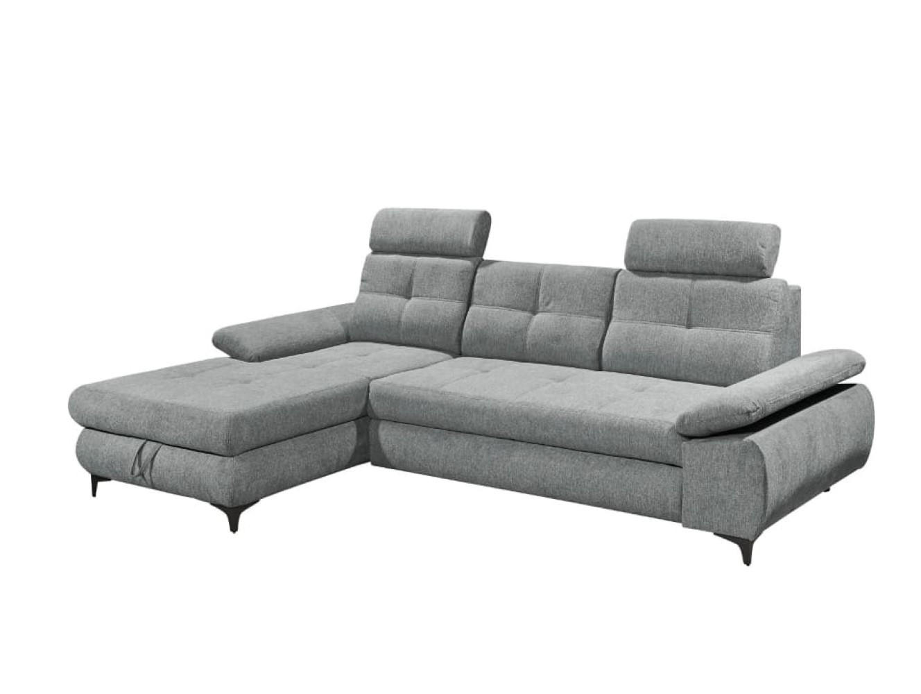 ECKSOFA mit Schlaffunktion und Bettkasten - Schwarz/Grau, Kunststoff/Textil (274/177cm) - ed exciting design