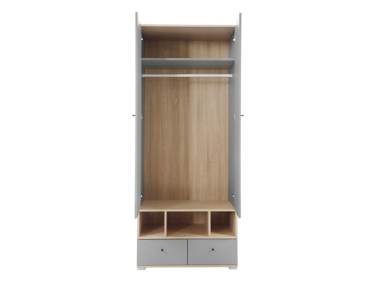 KLEIDERSCHRANK Oro OR01 - Schwarz/Naturfarben, Holzwerkstoff/Kunststoff (50/195/80cm) - MIRJAN24