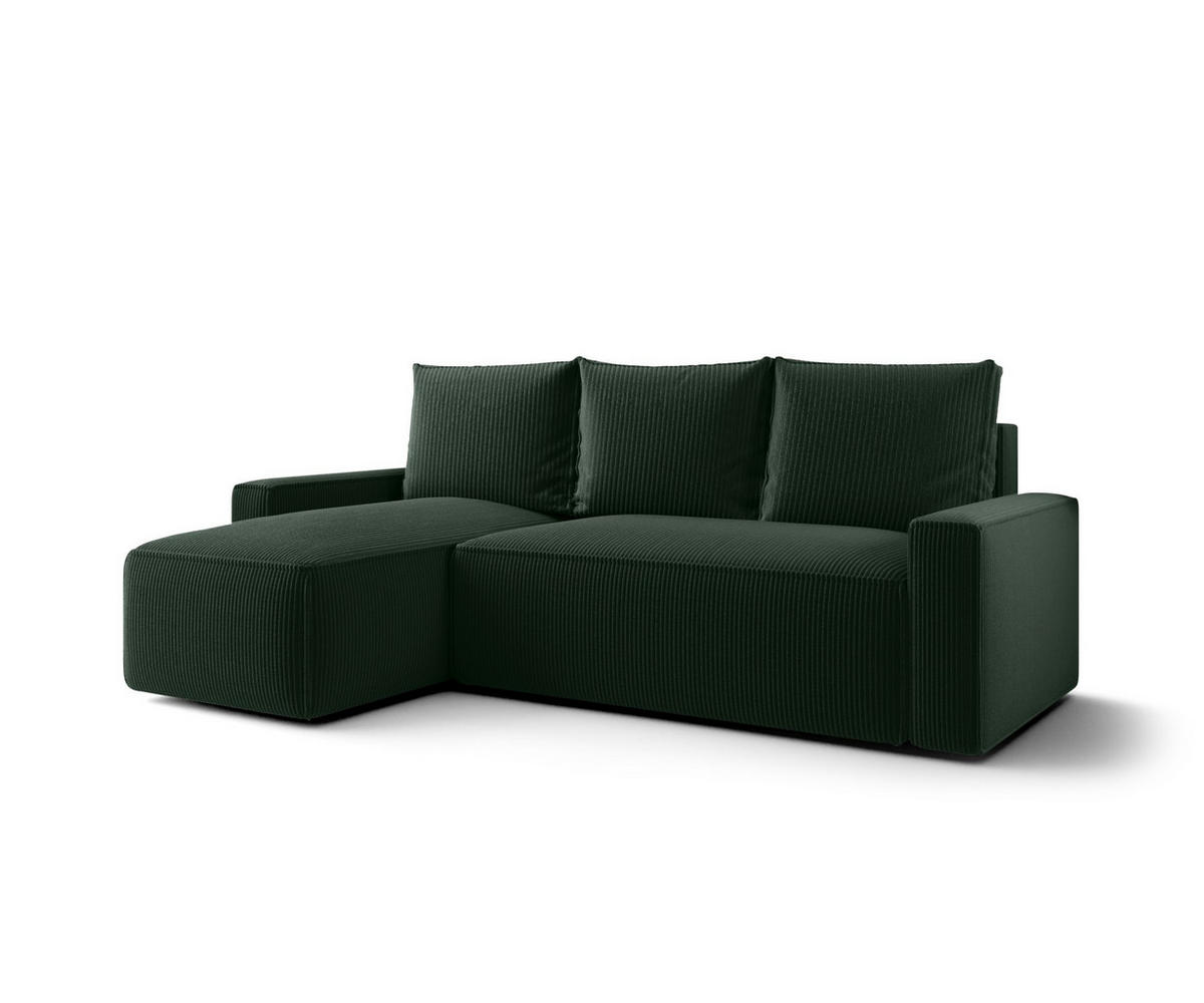 ECKSOFA mit Schlaffunktion SAVIO Poso 14 Links - Dunkelgrün, Textil (232/140cm) - Bedante