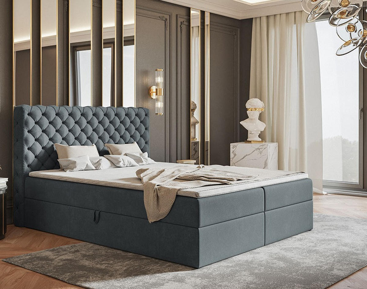 BETT Grafit FOX 8 120x200 cm - Graphitfarben, Textil (120/200cm) - Sepro Meble