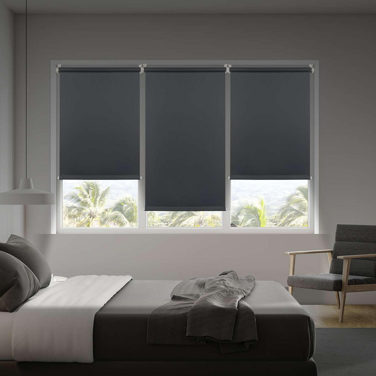 VERDUNKELUNGSROLLO | Grau, 150 cm x 180 cm - Grau, Kunststoff (150/180cm) - STORESDECO