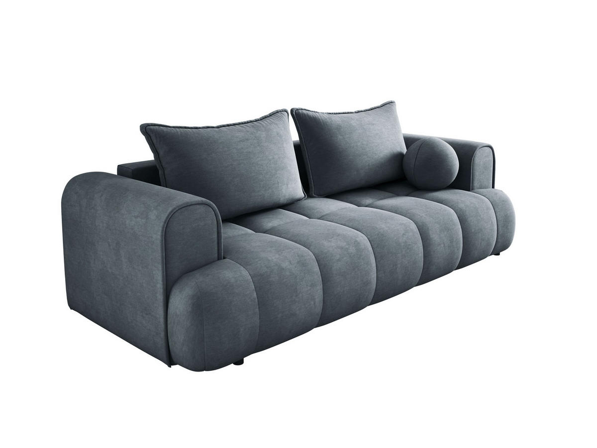 SOFA COCO SCHLAFSOFA mit Bettfunktion, CLOUD Stoffbezug, 2-Sitzer, freistehend, Größe: 250x105x90 cm, Grau - Dunkelgrau, Holz/Textil (250/90/105cm) - DomoHome