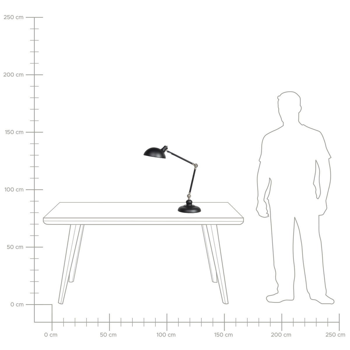 SCHREIBTISCHLAMPE Meramec 19/19/80 cm - Schwarz, Metall (19/19/80cm) - Beliani