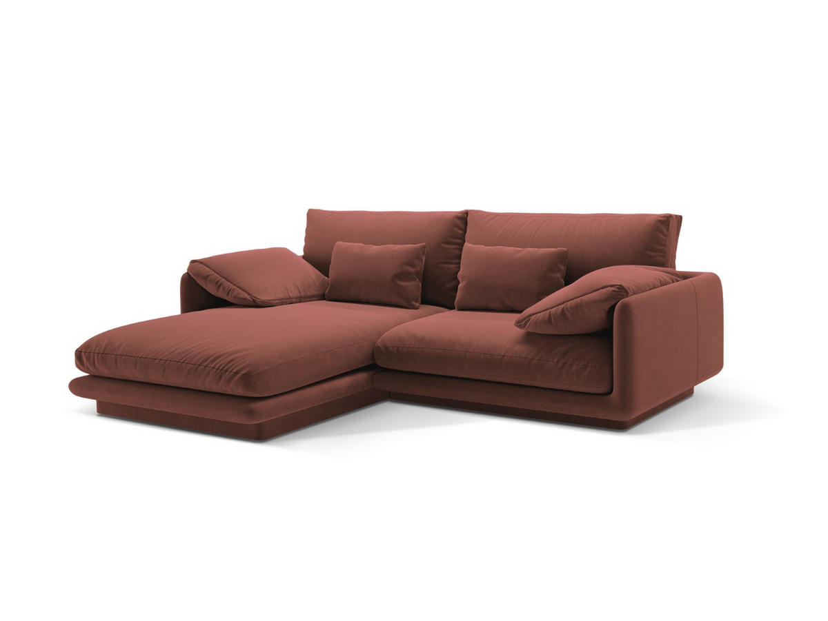 ECKSOFA links Torino aus Samt cuoio 3 Sitzplätze - Kastanienfarben, Textil (170/220cm) - Micadoni