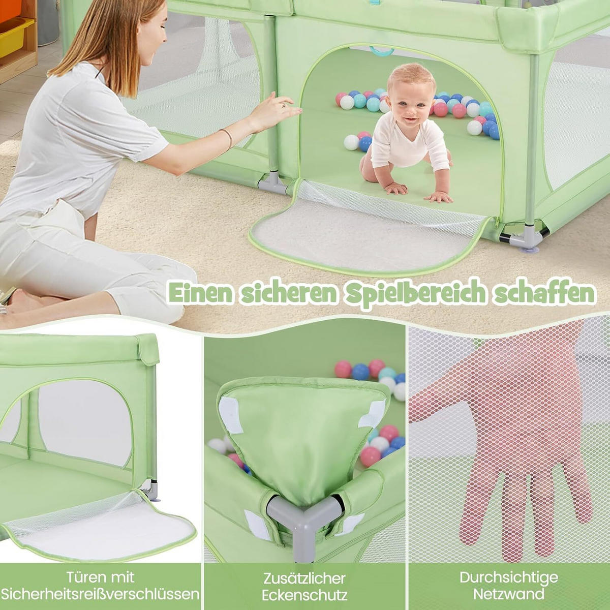 LAUFGITTER 69cm Grün - Grün, Metall (158/189cm) - COSTWAY