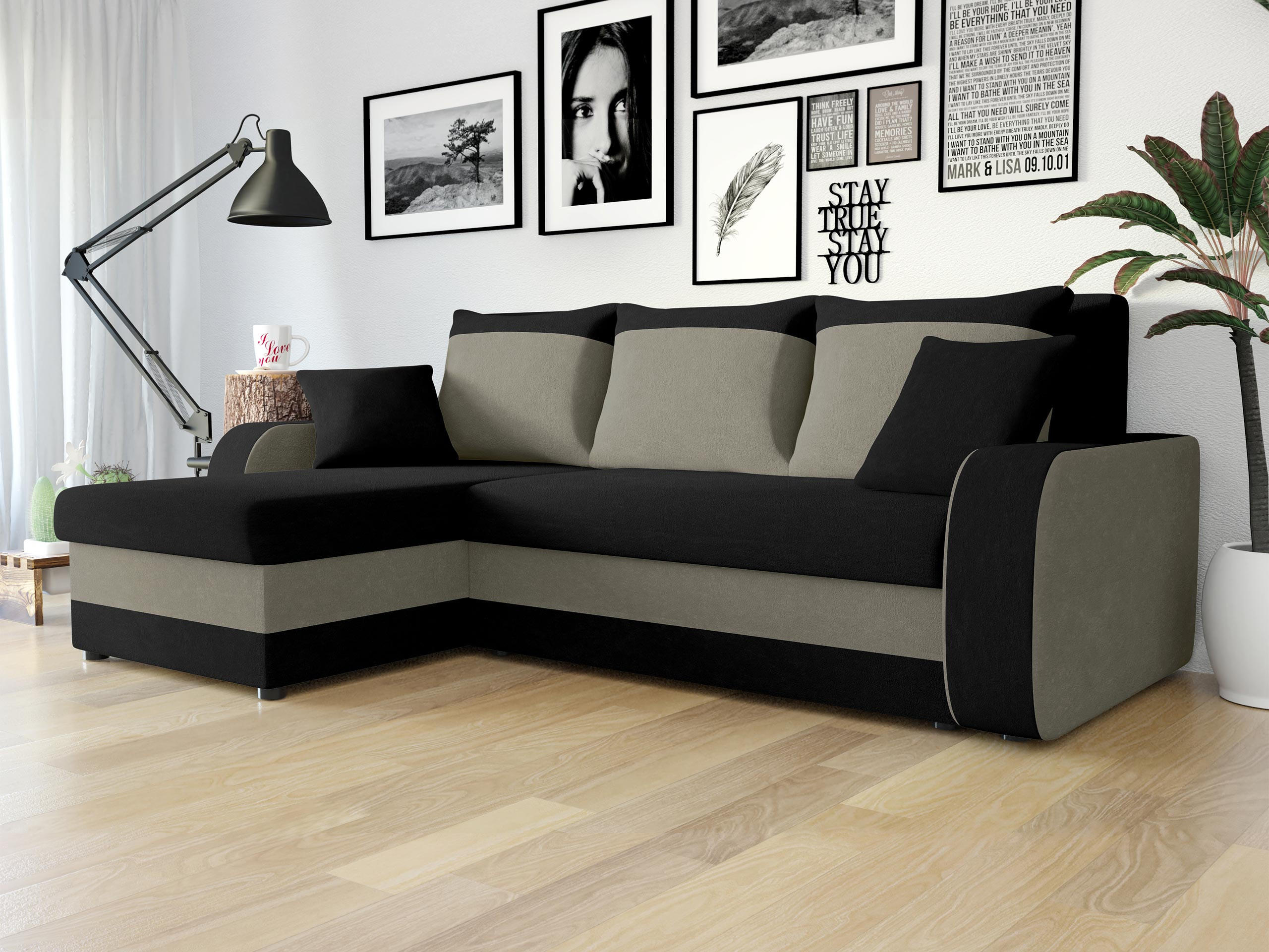 ECKSOFA Kris - Schwarz, Holz/Kunststoff (238/147cm) - MIRJAN24