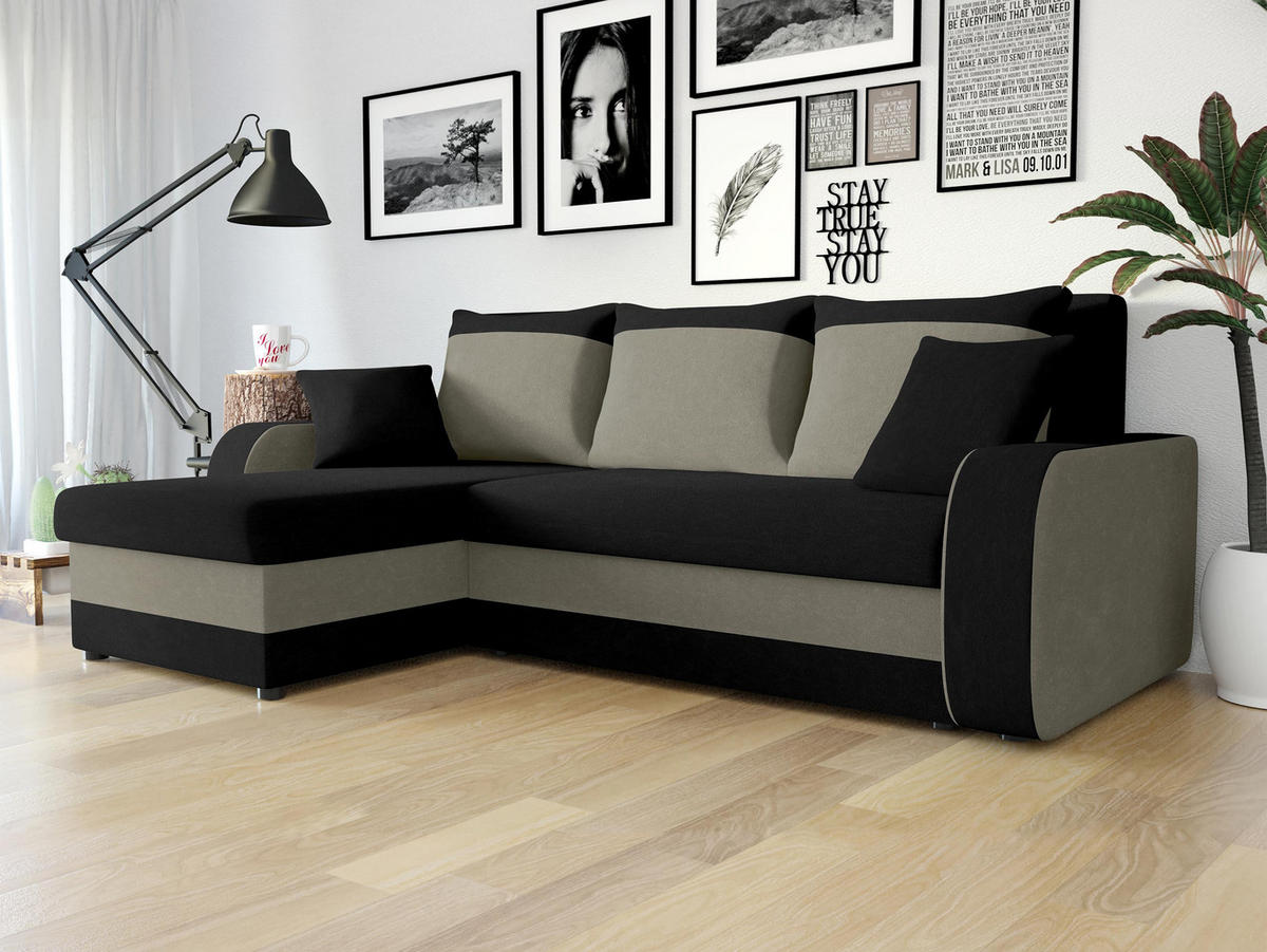 ECKSOFA Kris - Schwarz, Holz/Kunststoff (238/147cm) - MIRJAN24