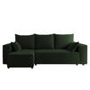 ECKSOFA Tobi mit Bettkasten und Schlaffunktion, L-Form, Cordstoff, Universal - Dunkelgrün, Holzwerkstoff (246/145cm) - 4ALL HOME
