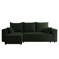 ECKSOFA Tobi mit Bettkasten und Schlaffunktion, L-Form, Cordstoff, Universal - Dunkelgrün, Holzwerkstoff (246/145cm) - 4ALL HOME