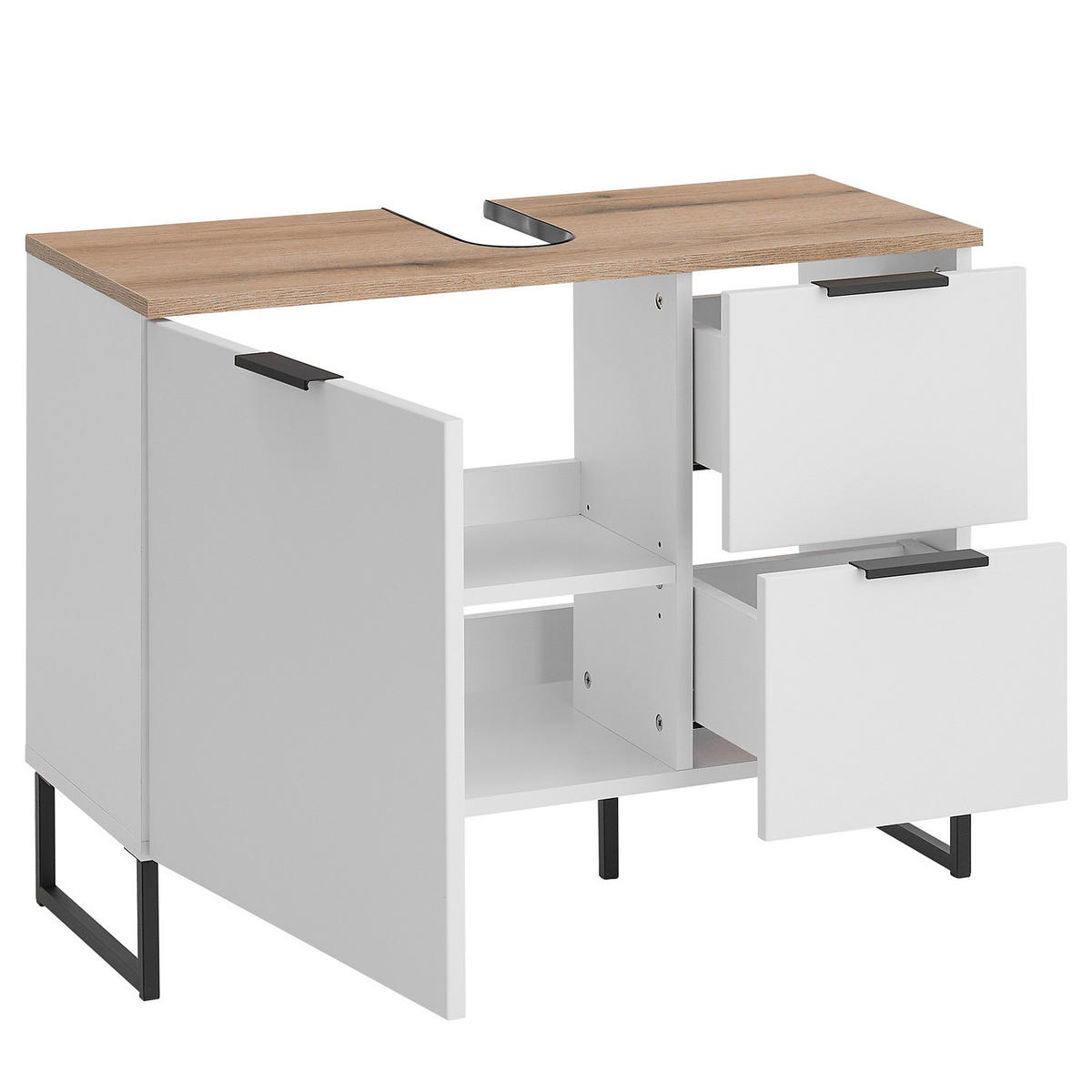 WASCHBECKENUNTERSCHRANK mit 1 Tür - Weiß, Holzwerkstoff (80/60/35cm) - home24