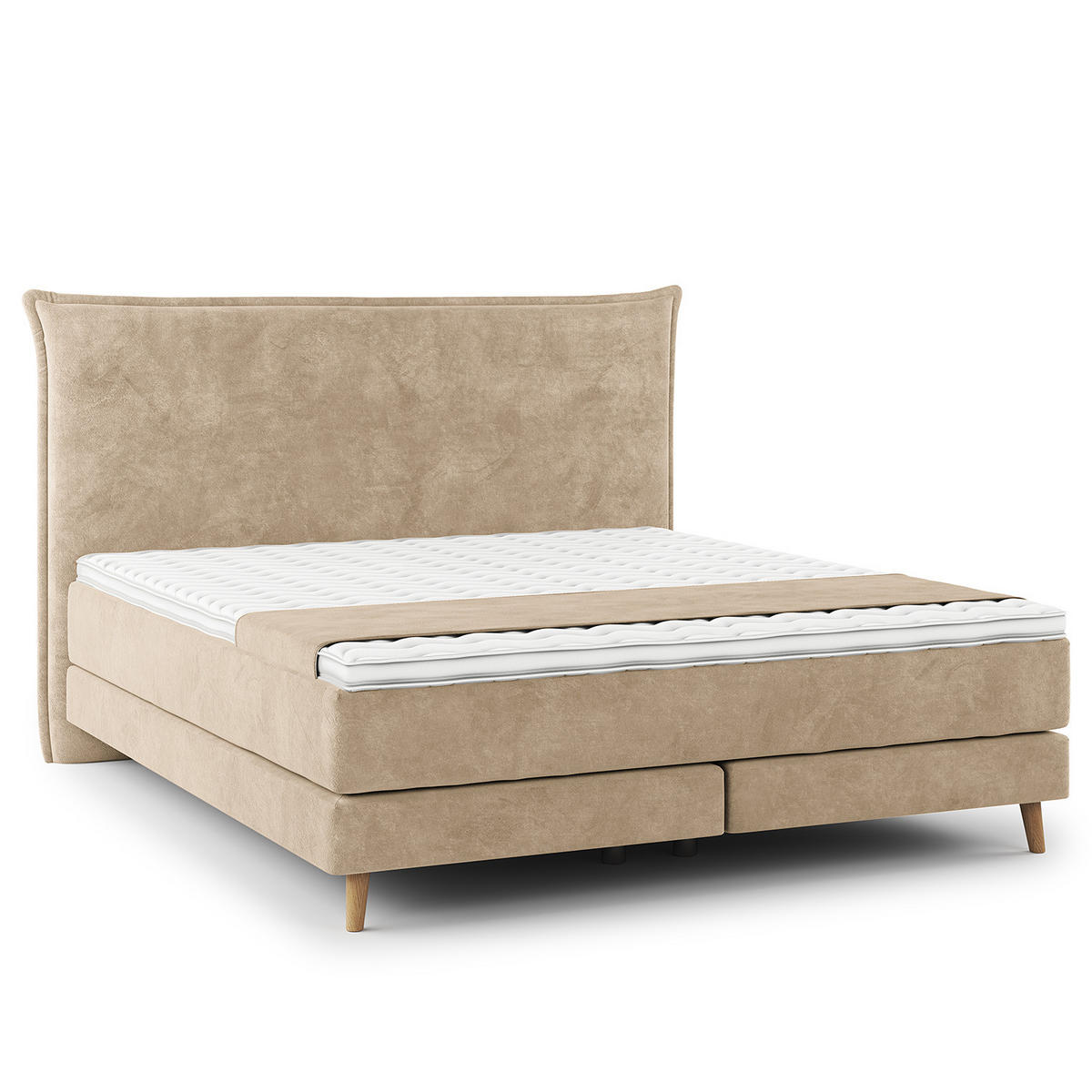 BOXSPRINGBETT - Klassisch - Beige, Holz (180/200cm) - home24