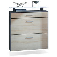 SCHUHSCHRANK Malea Fronten in Eiche sägerau - Eiche San Remo, Holzwerkstoff (89/96/23cm) - Vladon