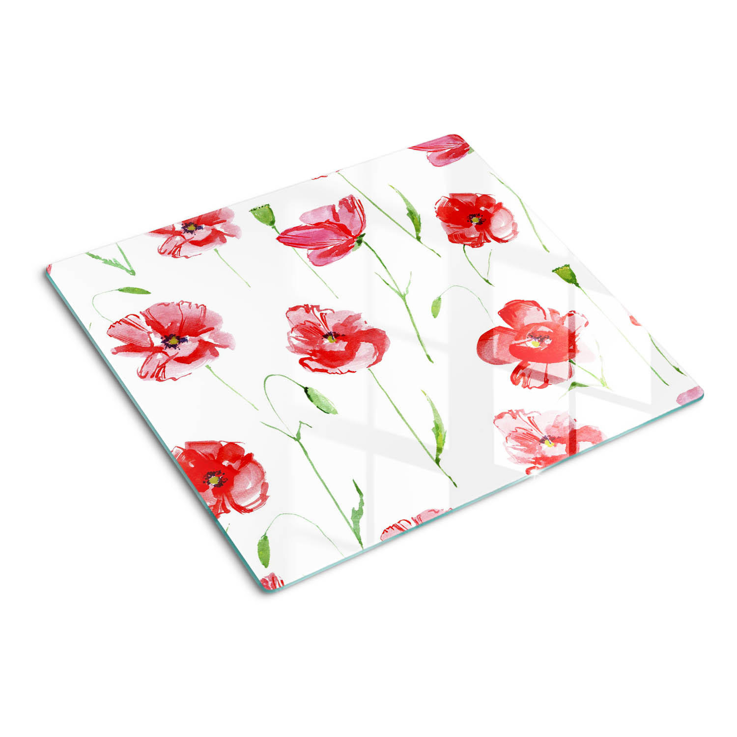 GLASPLATTE 60x52 cm Mohnblumen - Rot, Glas (60/0.4/52cm) - TULUP